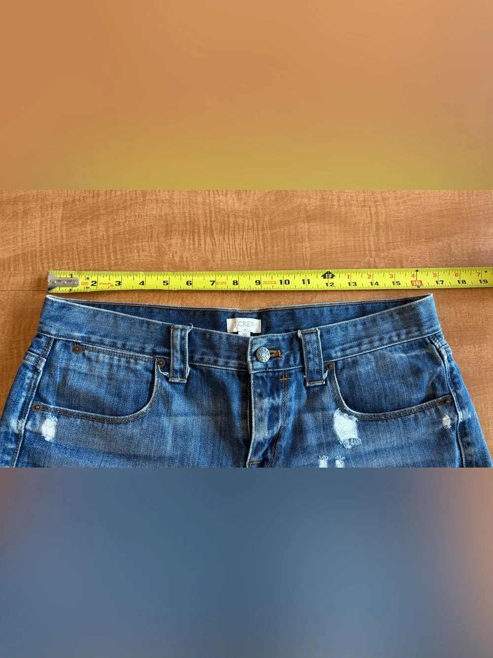 J. Crew Midwash Distressed Denim Roll-Cuff Shorts
